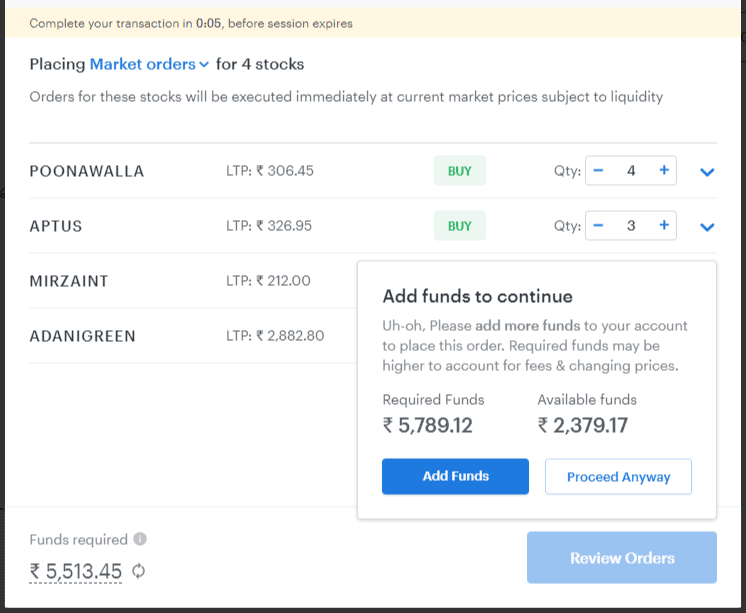 Add money to linked demat account