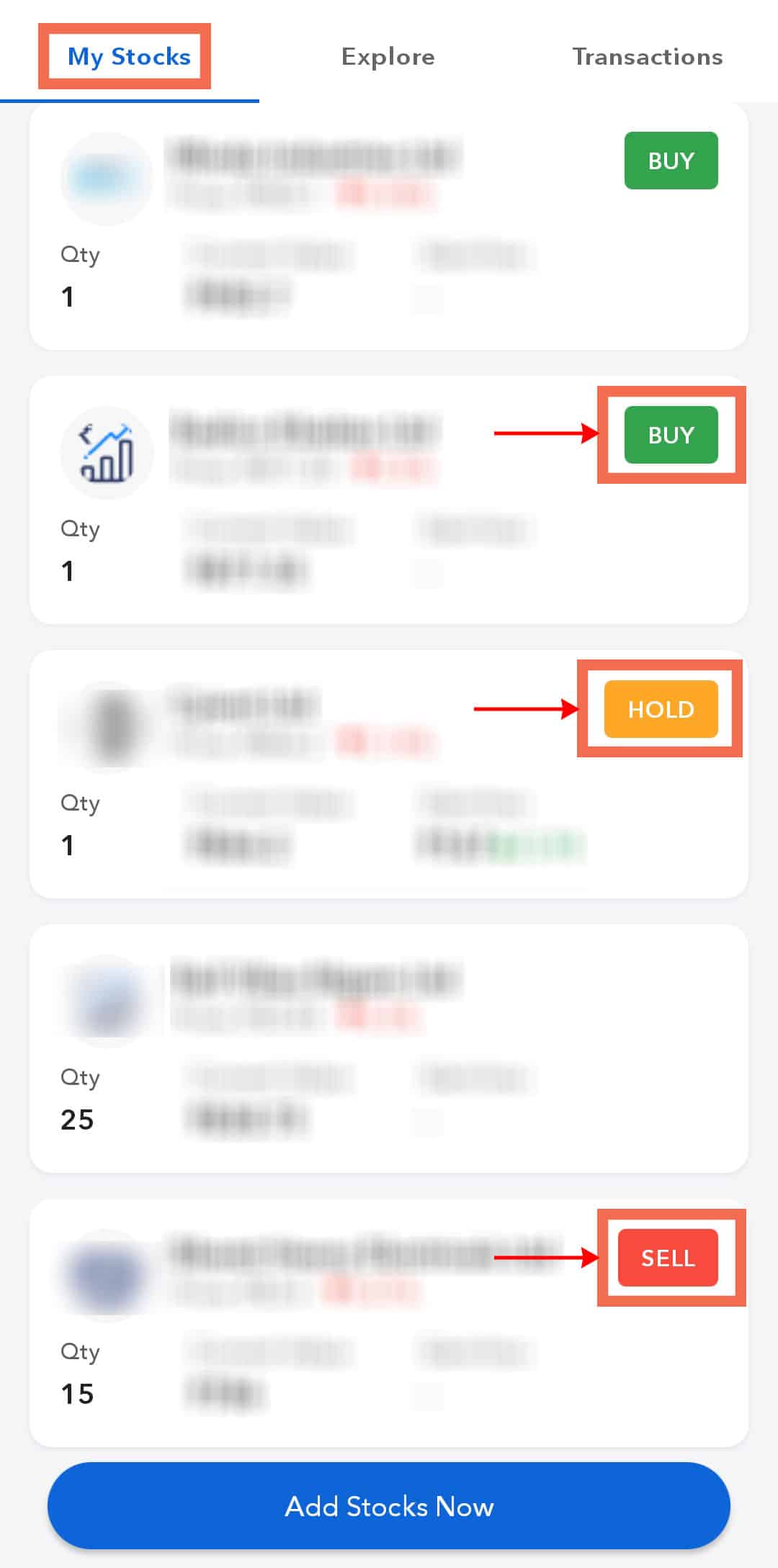 Stocks buy and hold recommendations on INDmoney