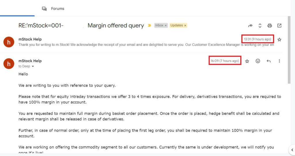 m.stock customer support reply in 2 hours