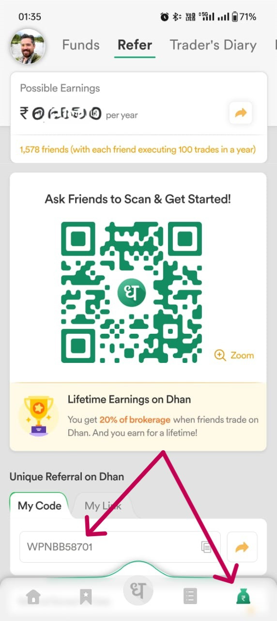 Dhan app referral code deta06